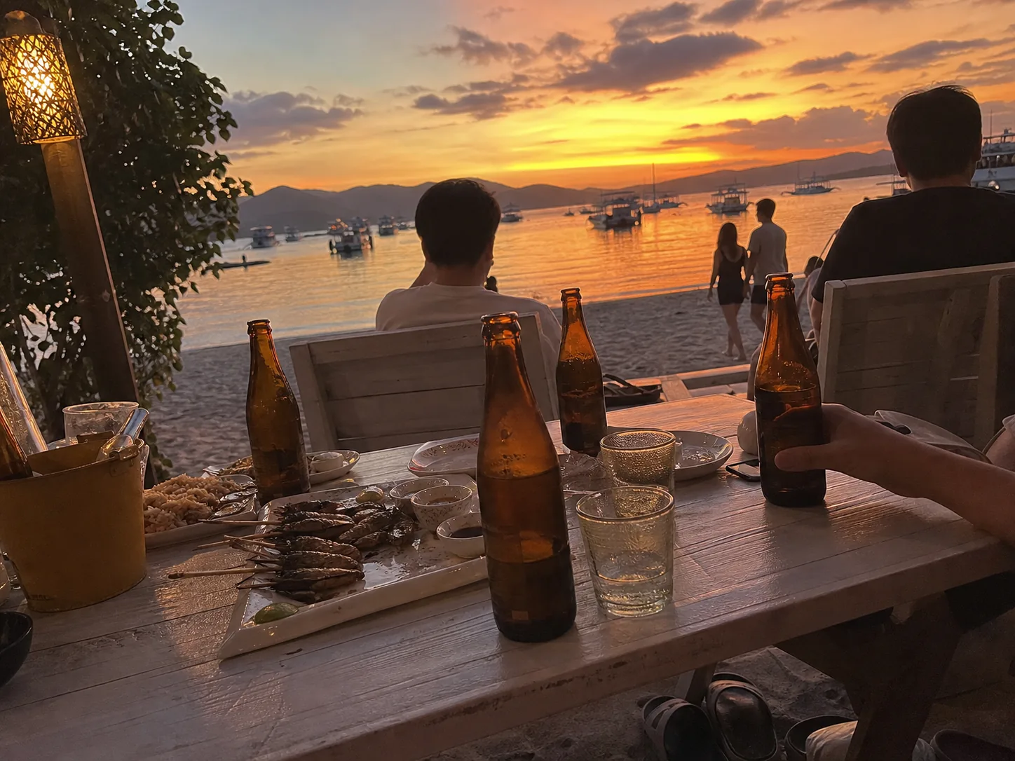 Subic beach sunset seafood table after a day trip